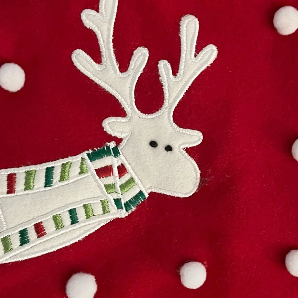 Crate&Barrel Reindeer Red and White Holiday Wool Blend Stockings Set of 3